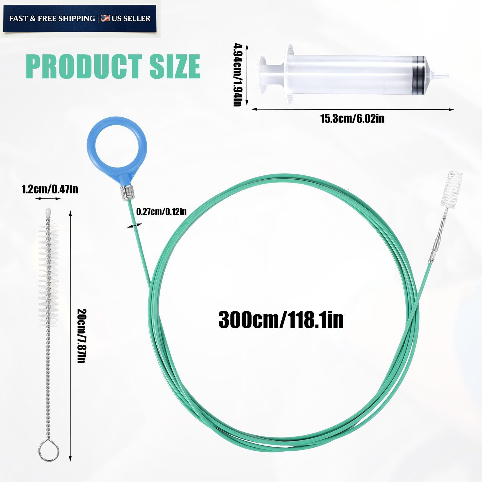 Auto Sunroof Drain Cleaning Tool, 118in Long as shown in the detailed picture