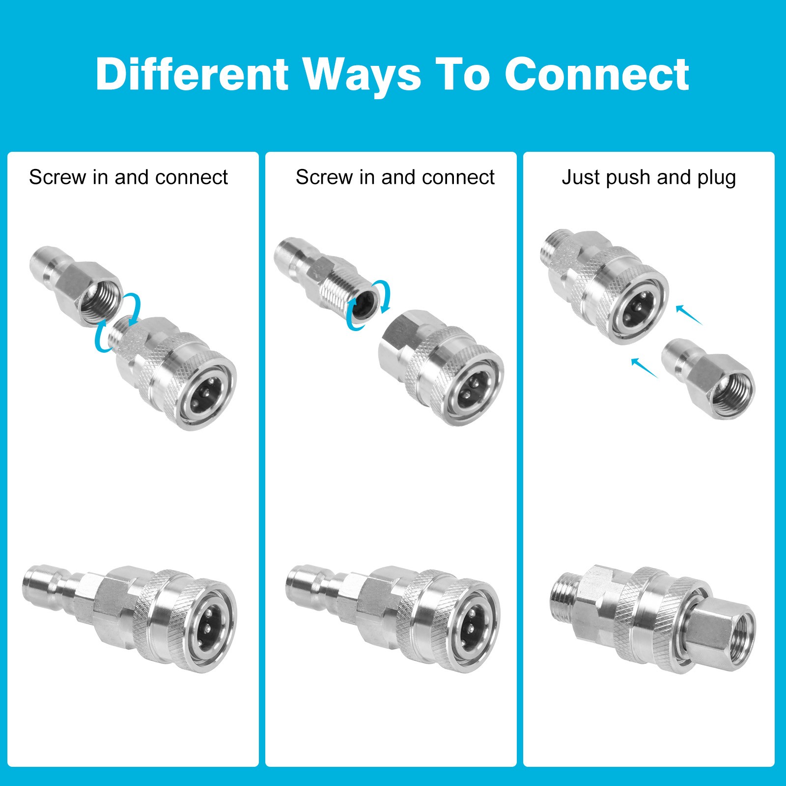 2 Set NPT 1/4 Inch Pressure Washer Coupler Quick Connect Plug Fitting Adapter