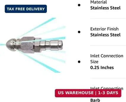 MIZORLIE Pressure Washer Sewer Jetter Nozzle with Stainless Steel, Mini Compact