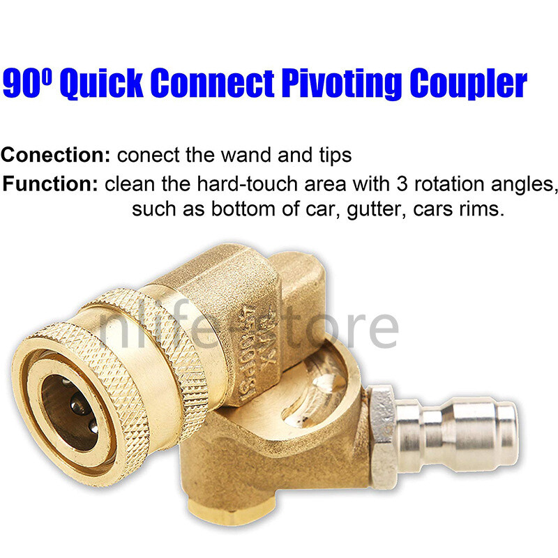 7 Gears Pivoting Coupler High Pressure Washer Gun Nozzle Tips Wand Spray 5000PSI