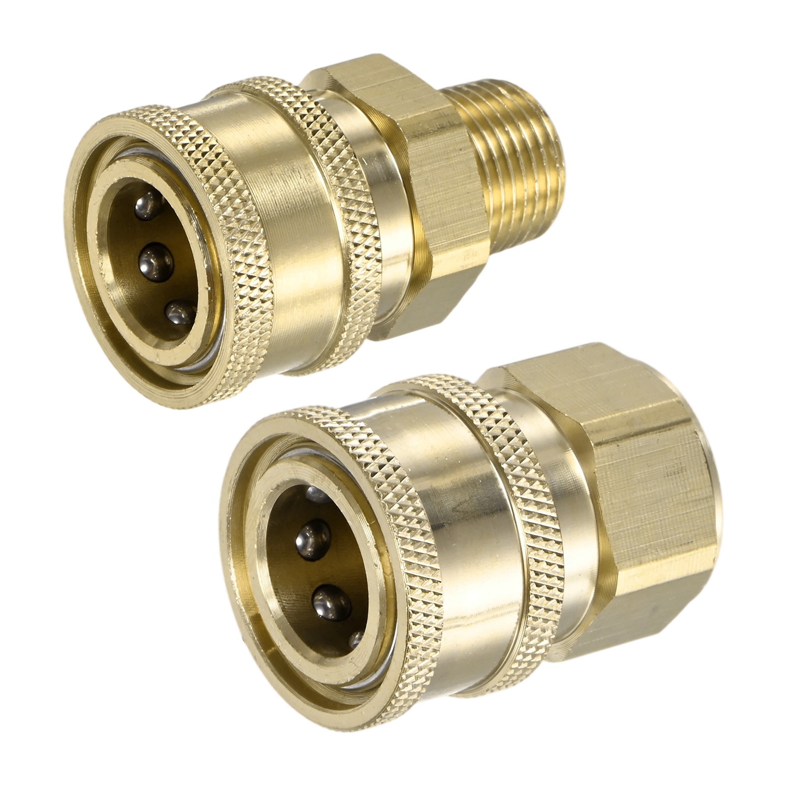2-Pack Brass 3/8 Inch Female NPT Inner & Outer Thread Pressure Washer Coupler