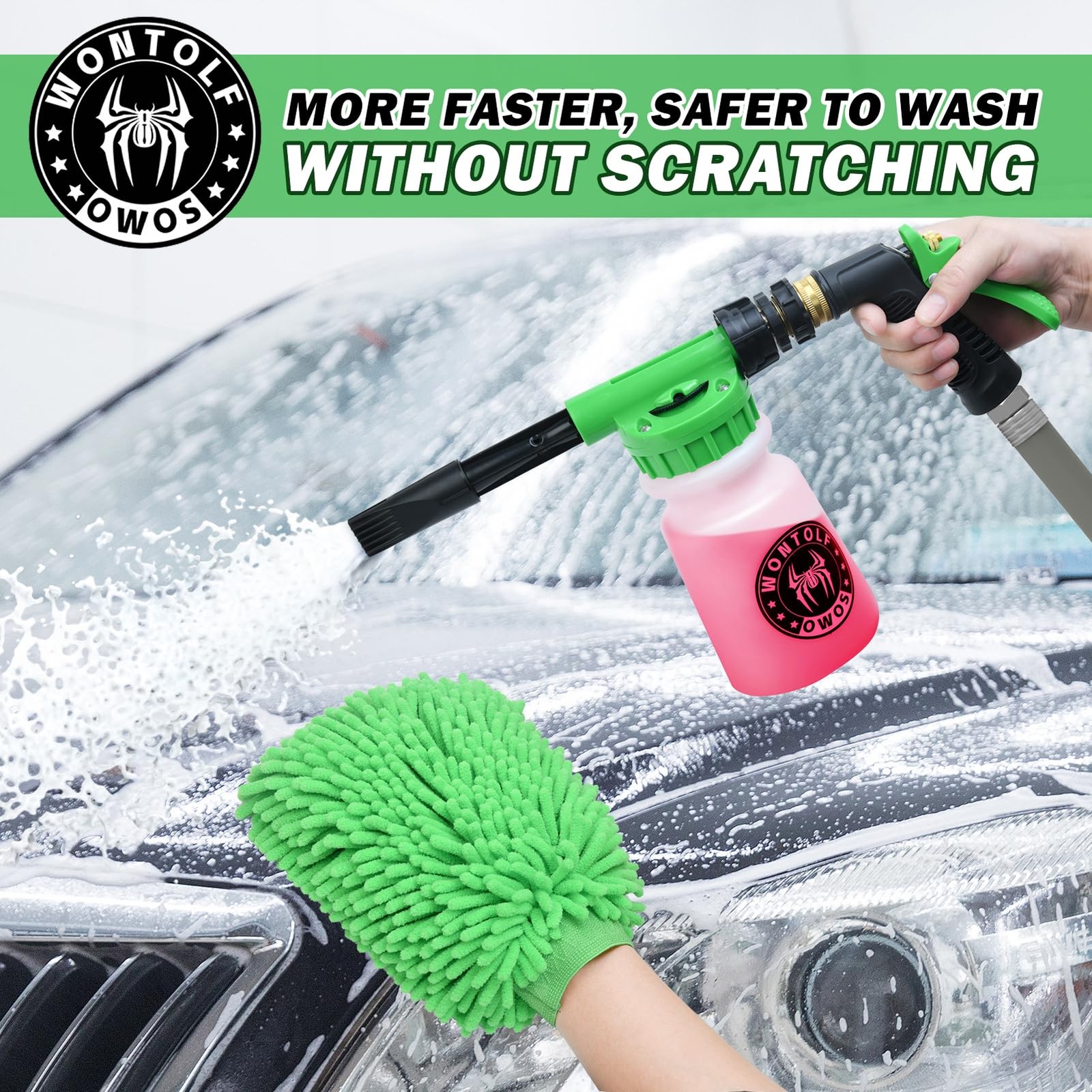Car Wash Foam Gun Foam Cannon Sprayer Kit with Car Wash Soap, Microfiber Car …