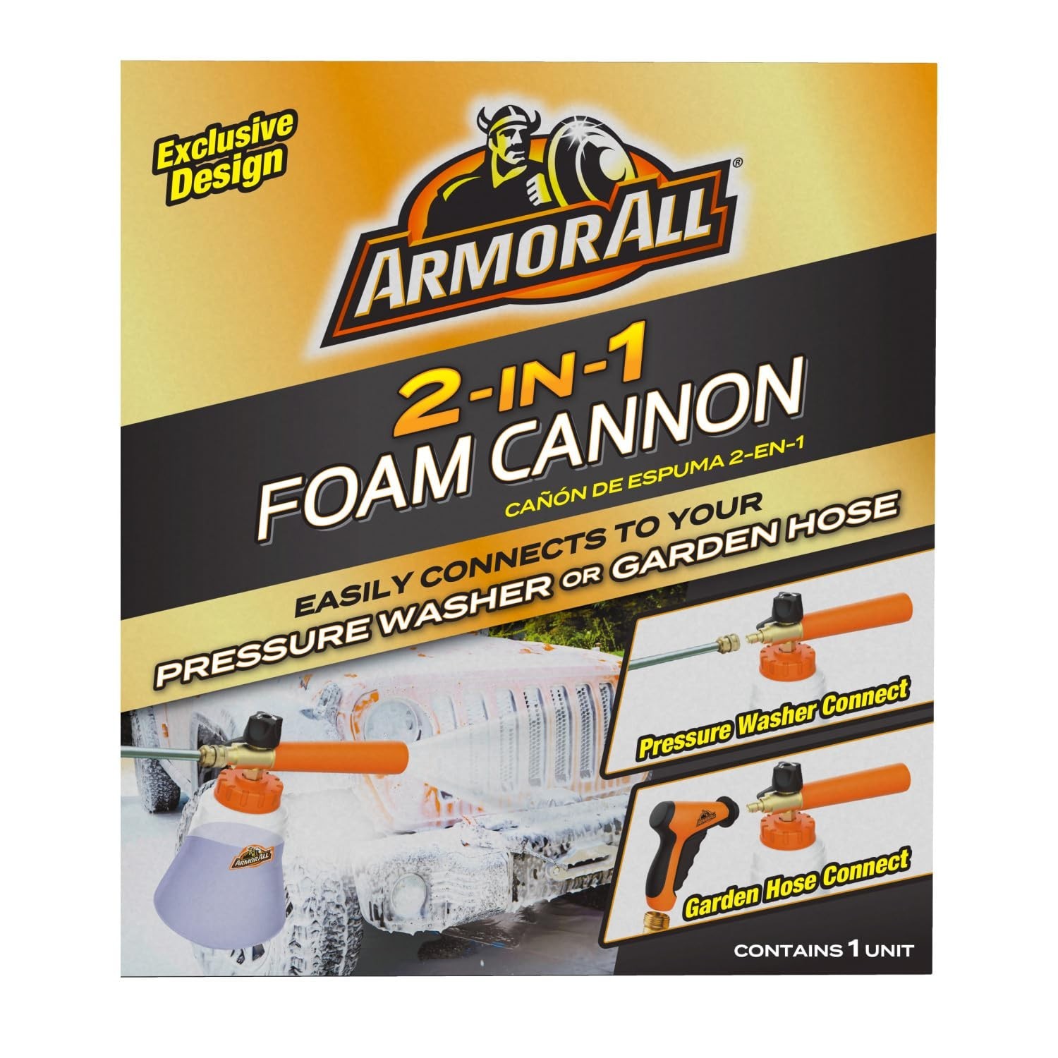 2-in-1 Foam Cannon Kit for Garden Hoses & Power Washers | 3-Piece Car Wash Set,