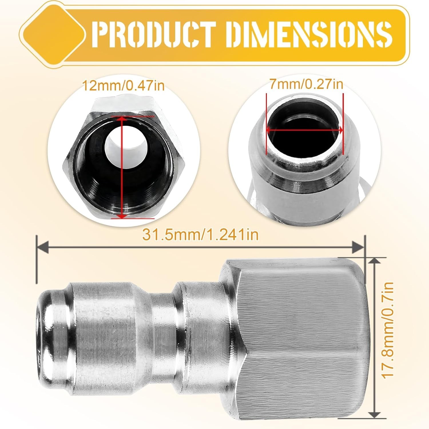 2Pcs Pressure Washer Coupler Set – 1/4″ & 3/8″ Male Plugs for Quick Connections