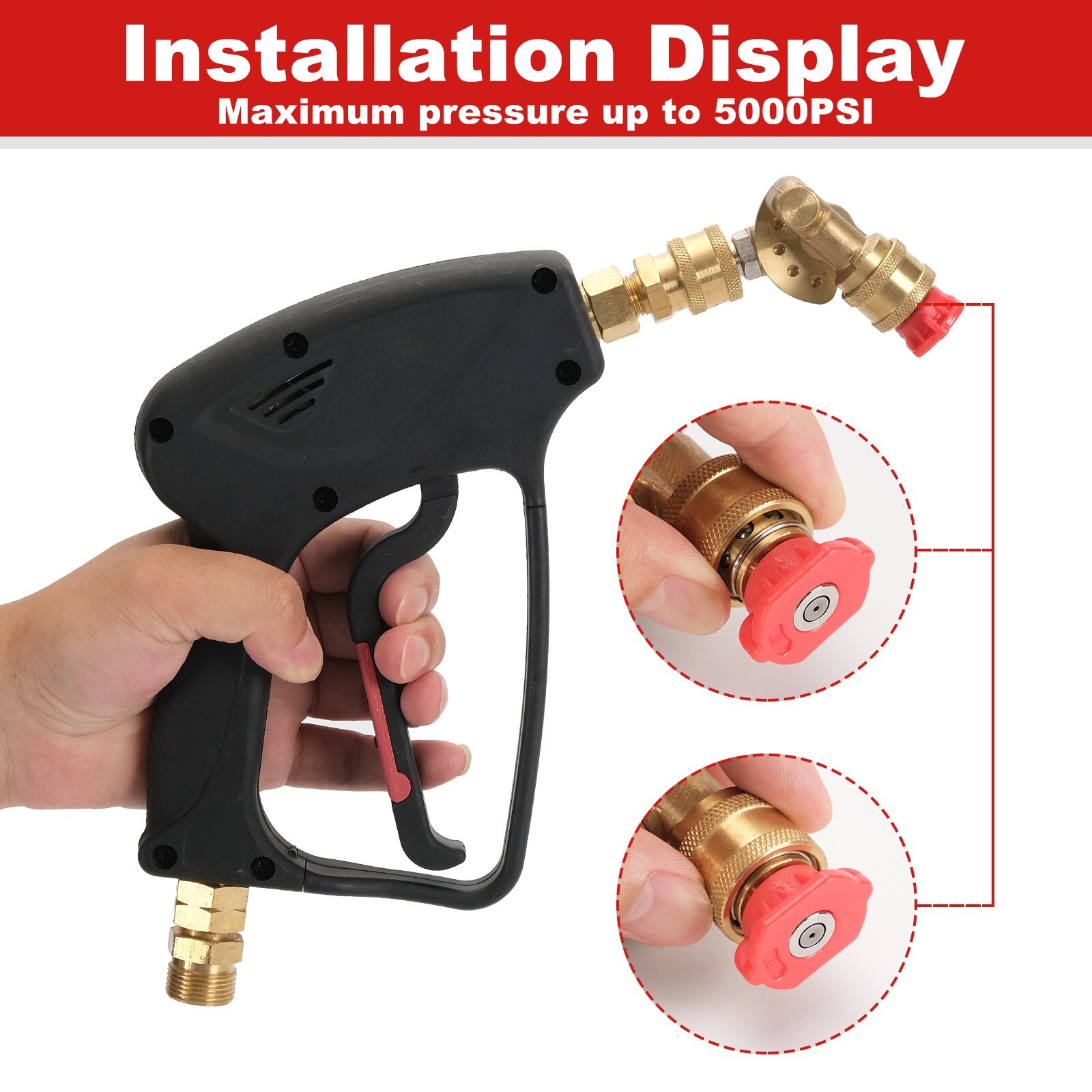 High Pressure Washer Nozzle Tips Wand Pivot Coupler Gun Power Spray Kit 5000 PSI