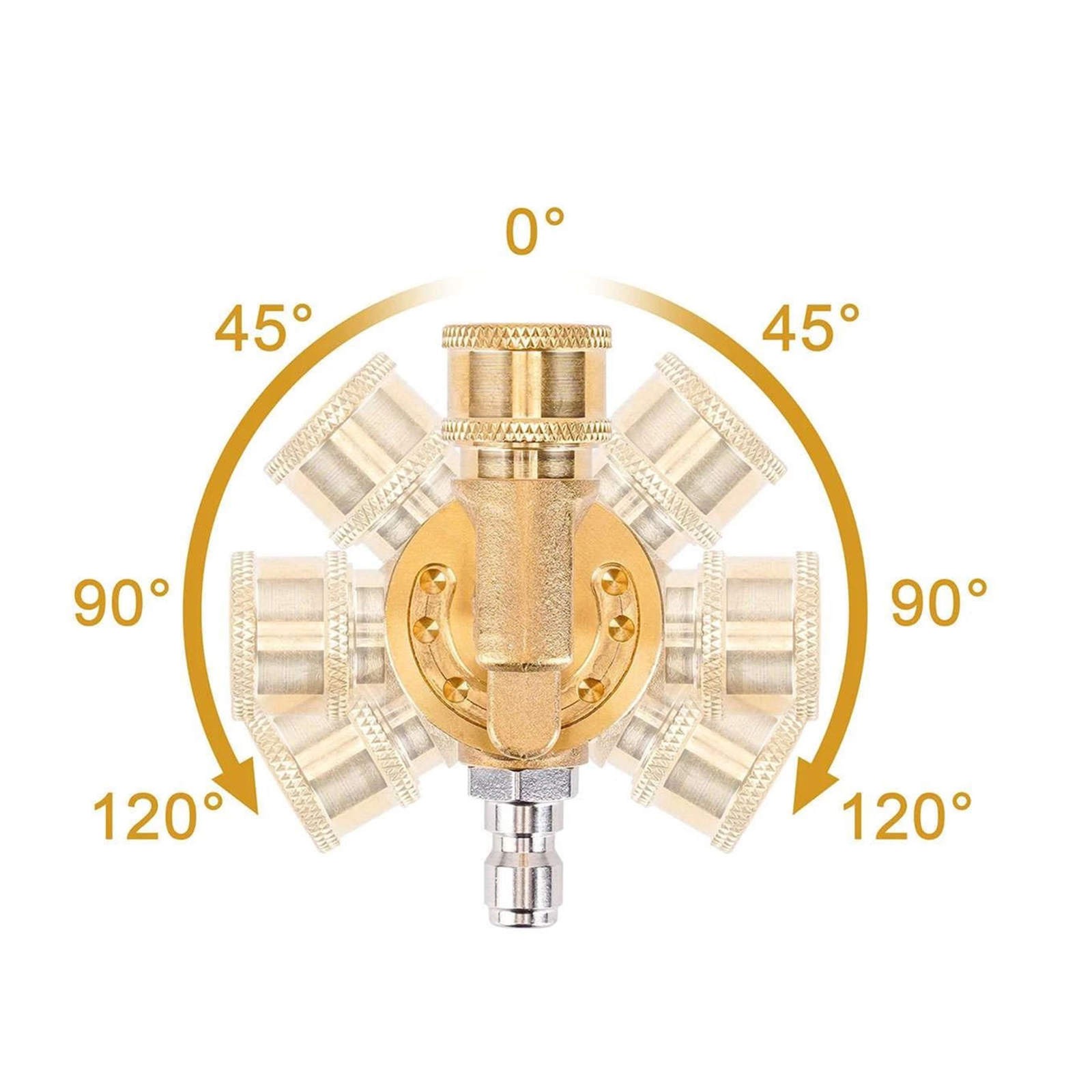 4500 PSI Brass Angle Coupler 1/4 Quick Connect Fitting 7 Position For Spray Wand
