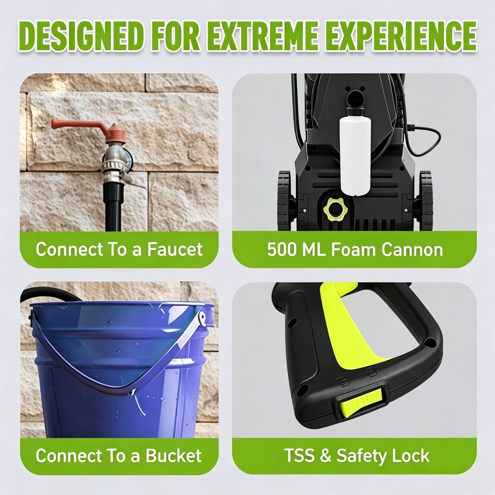 Pressure Washer 4200PSI 2.5GPM, Extension Hose Reel, 4 Nozzles, for Home, Yard
