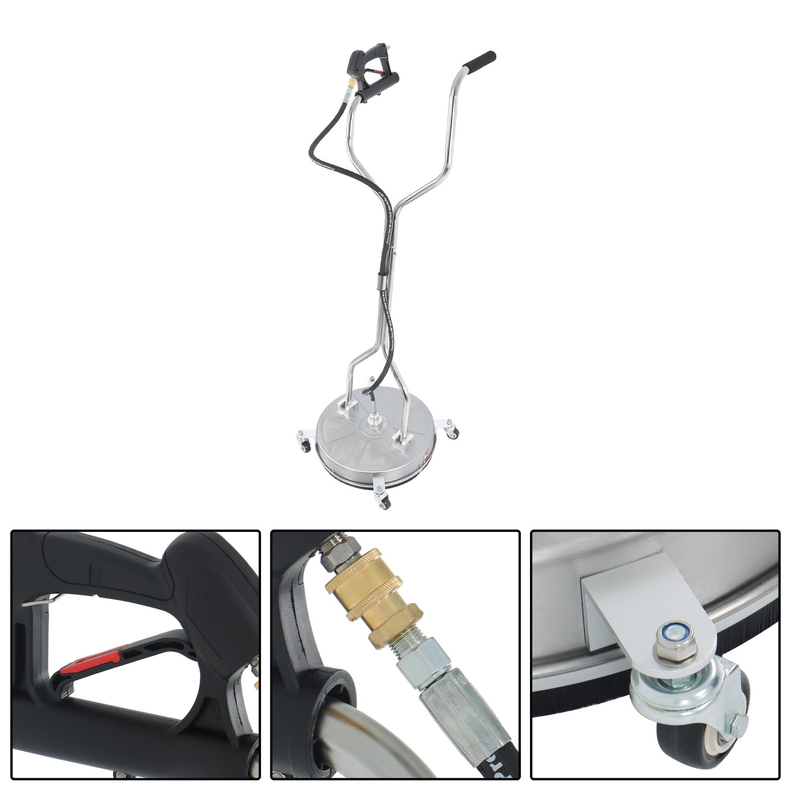 Pressure Washer Surface Cleaner with 4 Wheels 6000PSI 18Inch Stainless Steel