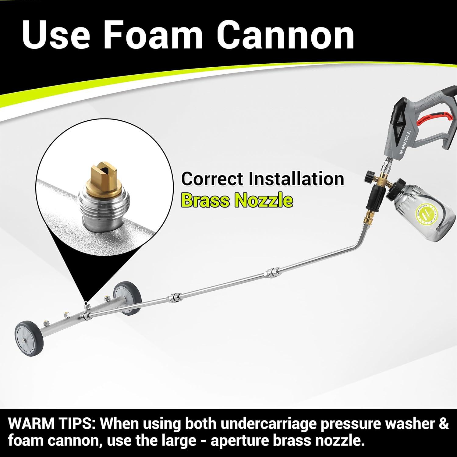 Undercarriage Pressure Washer Attachment, 16 Inch Powerful under Car Washer with