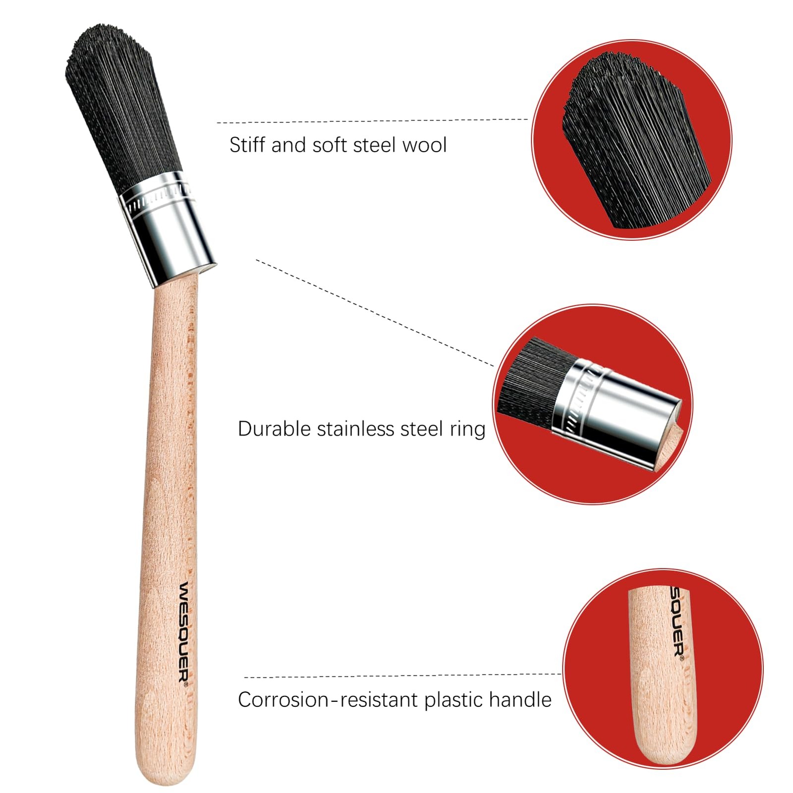 Wesquer Parts Cleaning Brush Home and Auto Use Cleaner Balck-wt2pcs