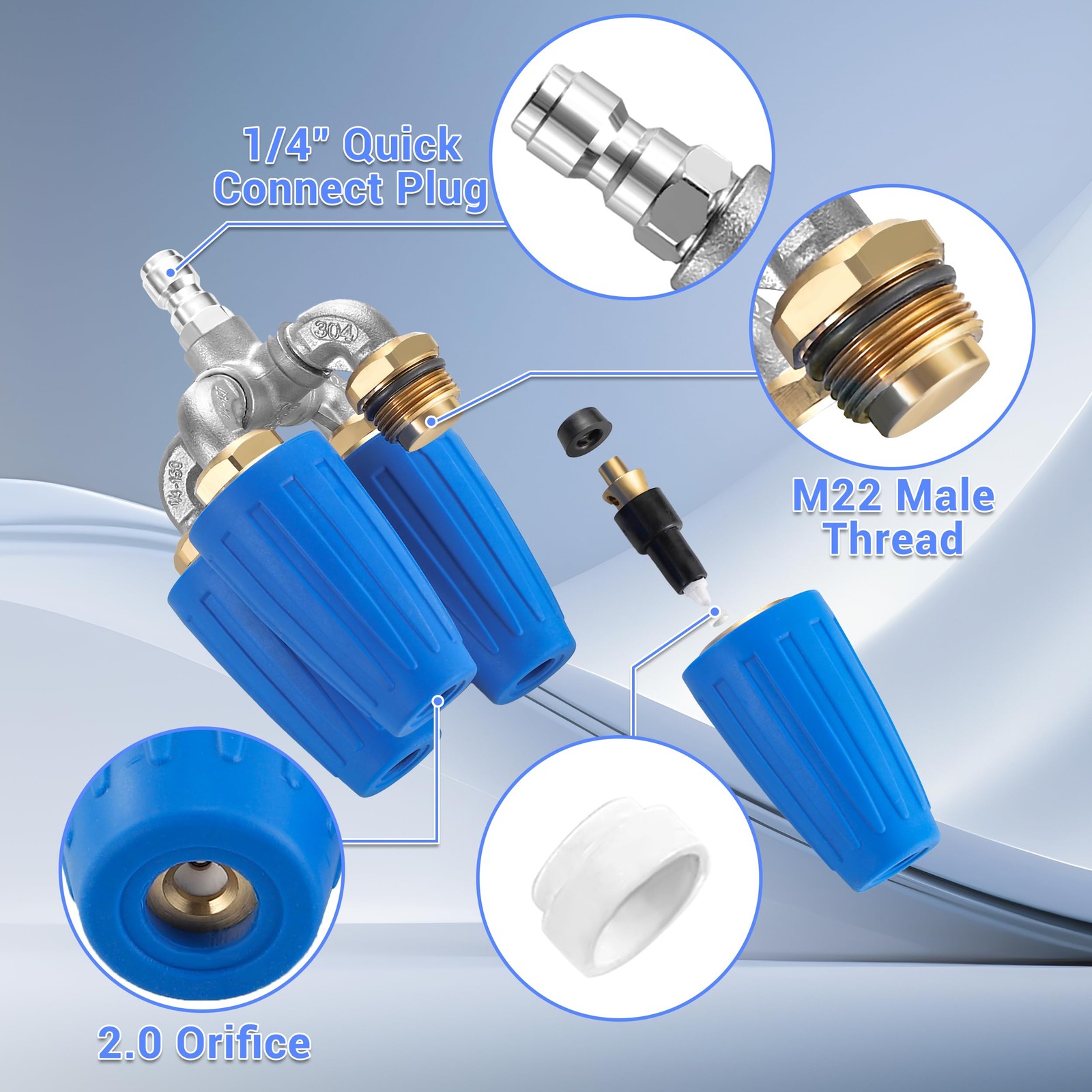 EZALOR 4-in-1 Turbo Nozzle Pressure Washer, 2.0 Orifice Quadruple Turbo Nozzl…
