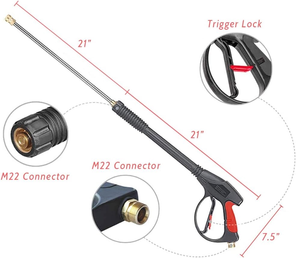 4000PSI High Power Pressure Washer Spray Gun Wand Lance Quick Nozzle Tips Kit