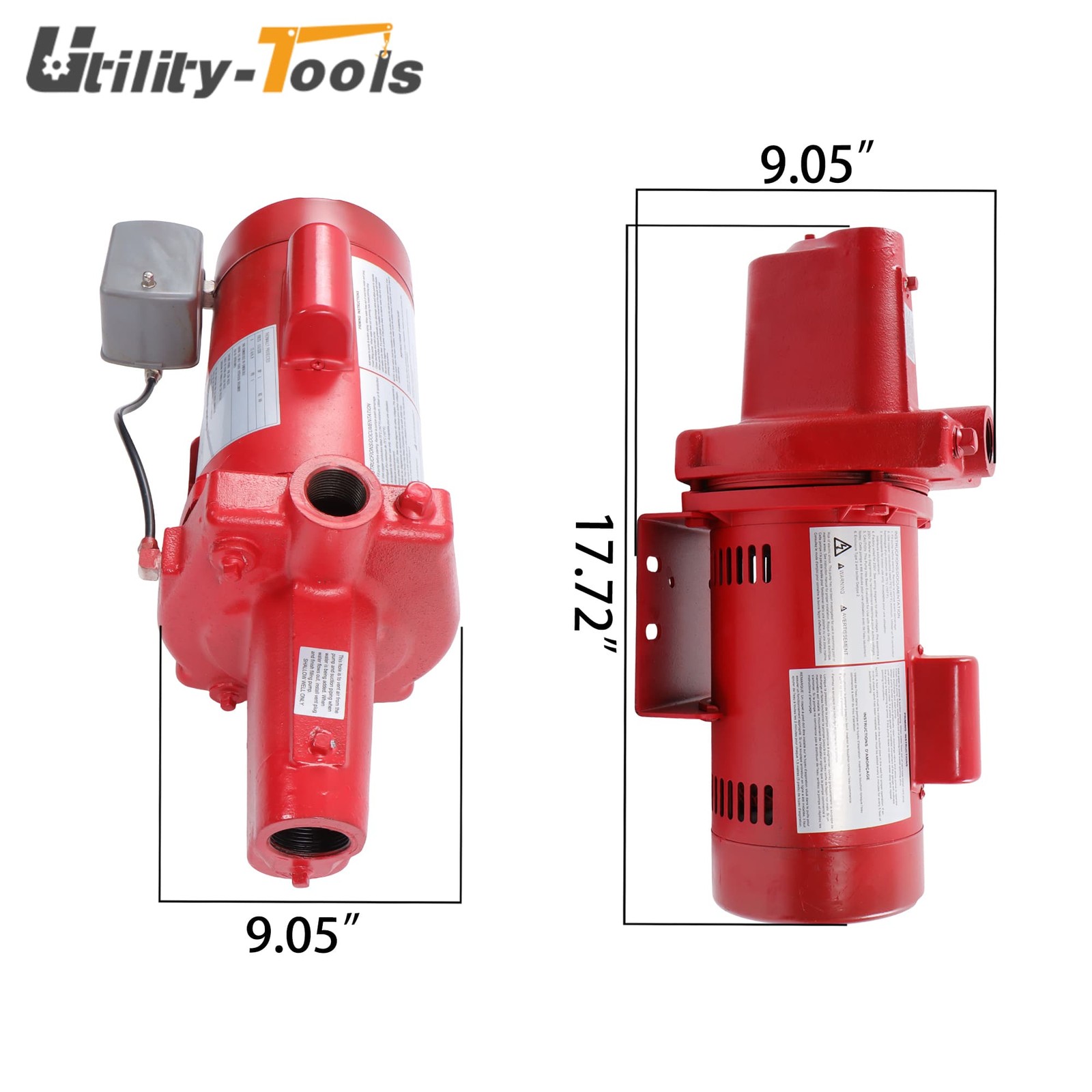 Cast Iron 1 HP 23 GPM Dual Voltage 115/230 Volt Shallow Well Jet Pump Red 602208