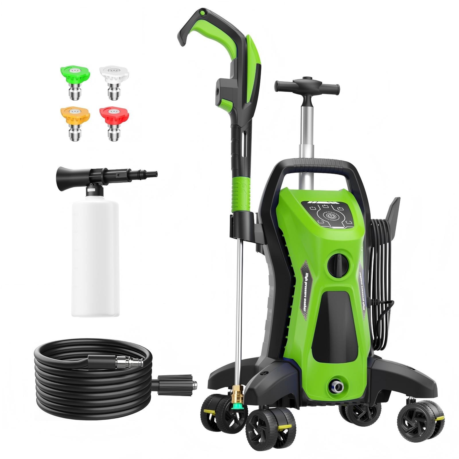 Pressure Washer 4500PSI 3.9GPM, 15-Level Touch, 4 Wheels, 4 Nozzles, for Car