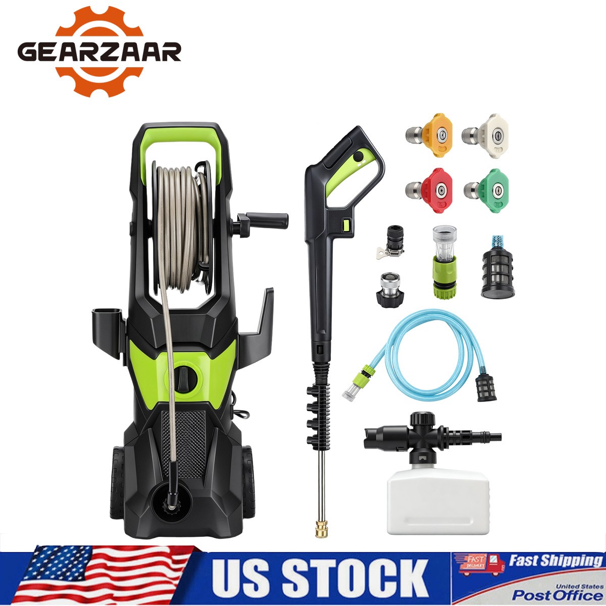 Electric High Pressure Washer 5000PSI 3.2GPM w/ 4 Nozzles for Home Cars Fences