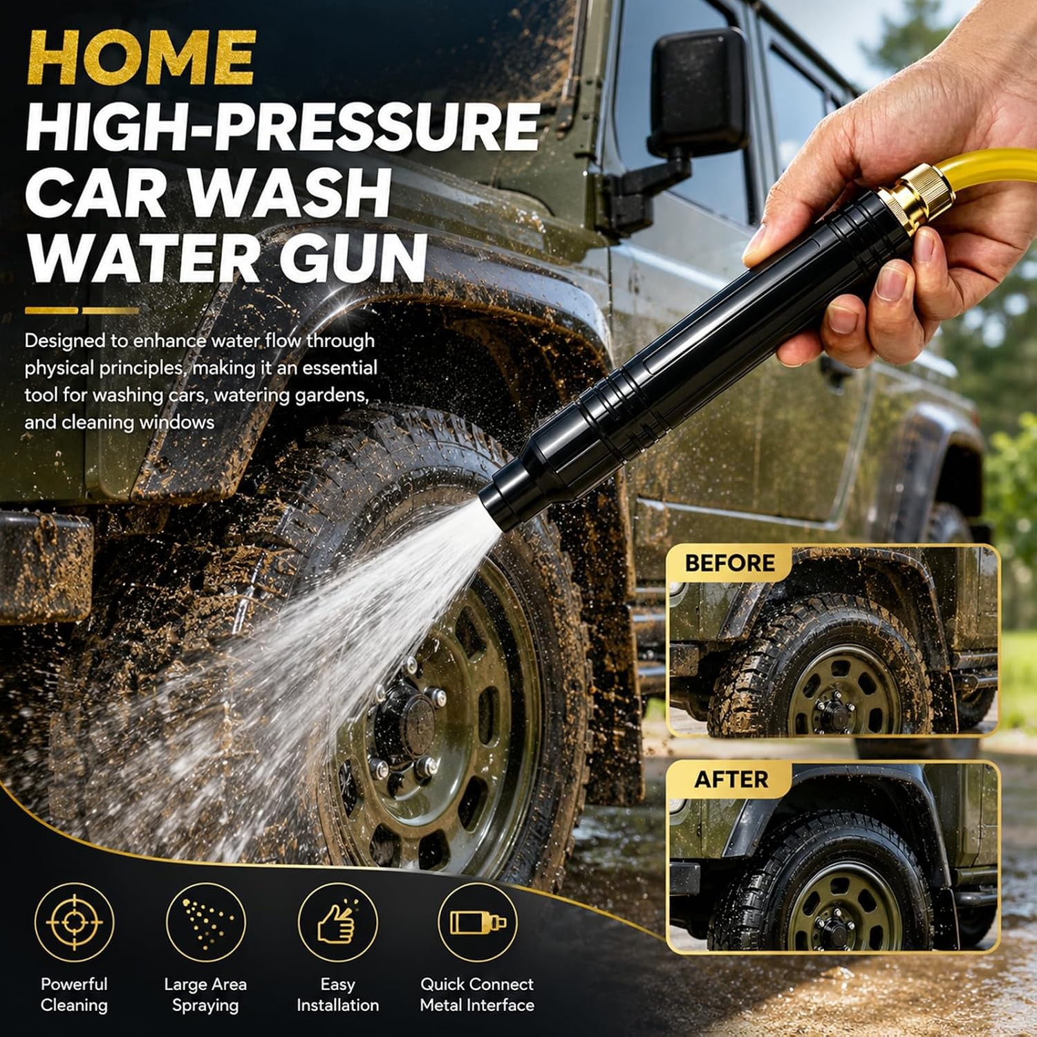 Home High Pressure Car Wash Water Gun, 2026 Upgraded Home High-Pressure Car Wash