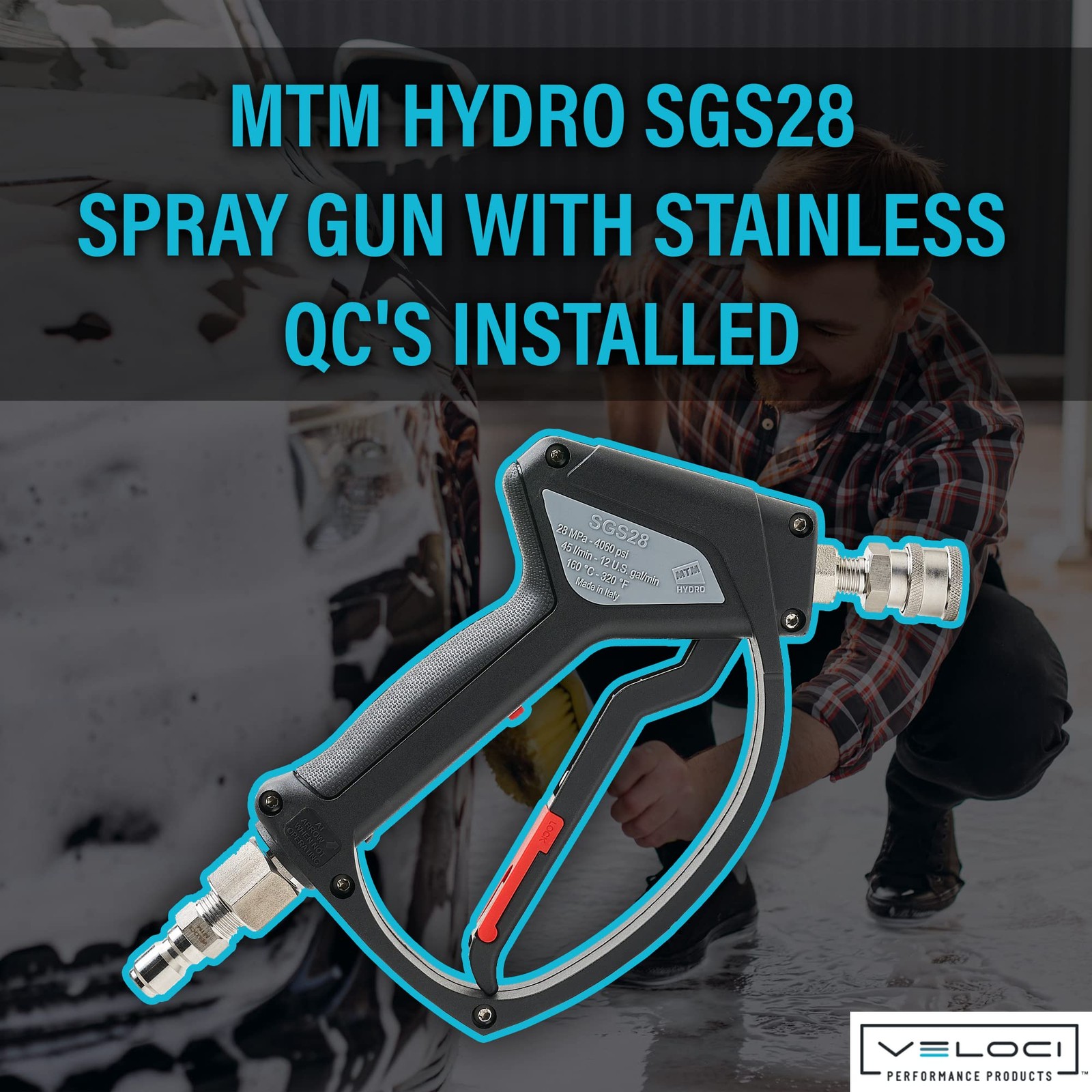 SGS28 Pressure Washer Trigger Gun with Installed Stainless Steel Connection Fitt