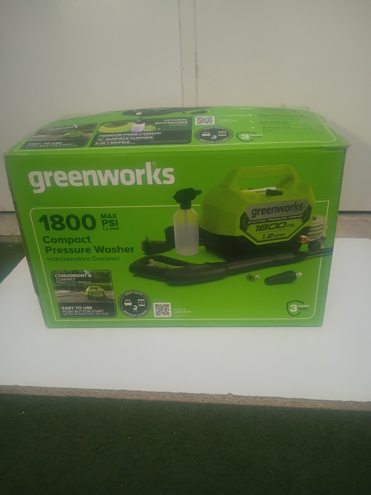 Greenworks 1800 PSI 1.2 GPM Compact Electric Pressure Washer GPW1800