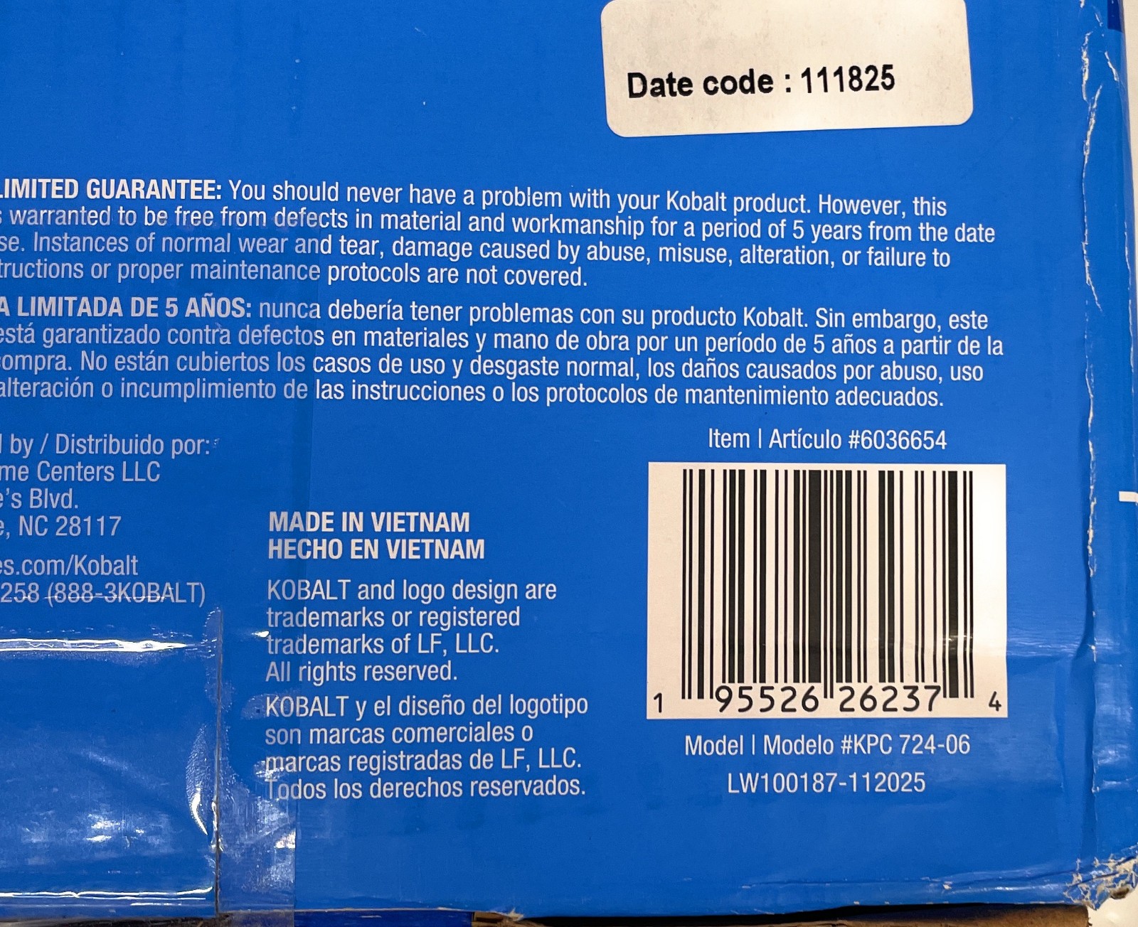 Kobalt 24V Max 700 PSI Brushless Power Cleaner, Tool Only, Blue/Black, 6036654