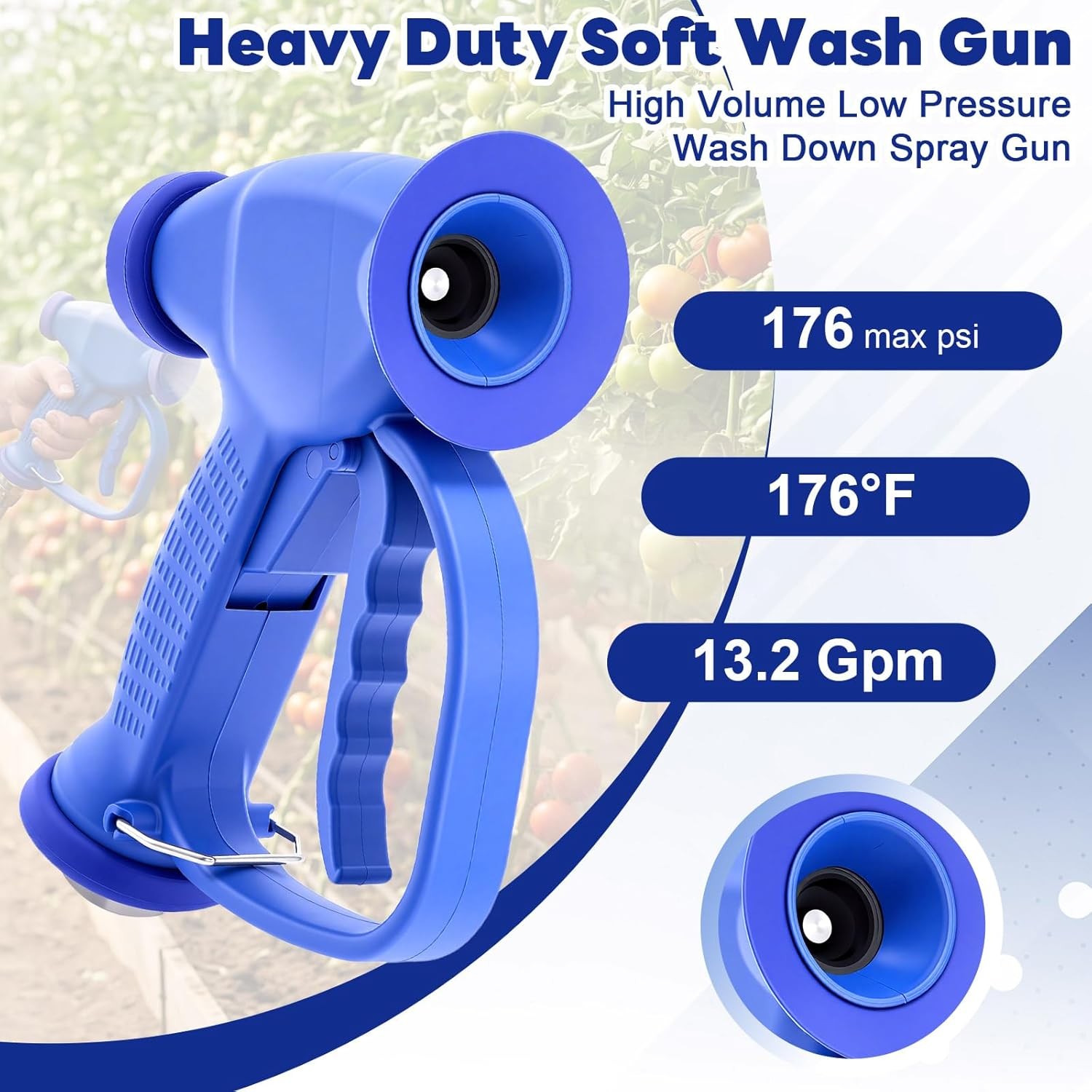 176 PSI 13.2 GPM Soft Wash Gun with 1/2″ BSP Inlet Swivel
