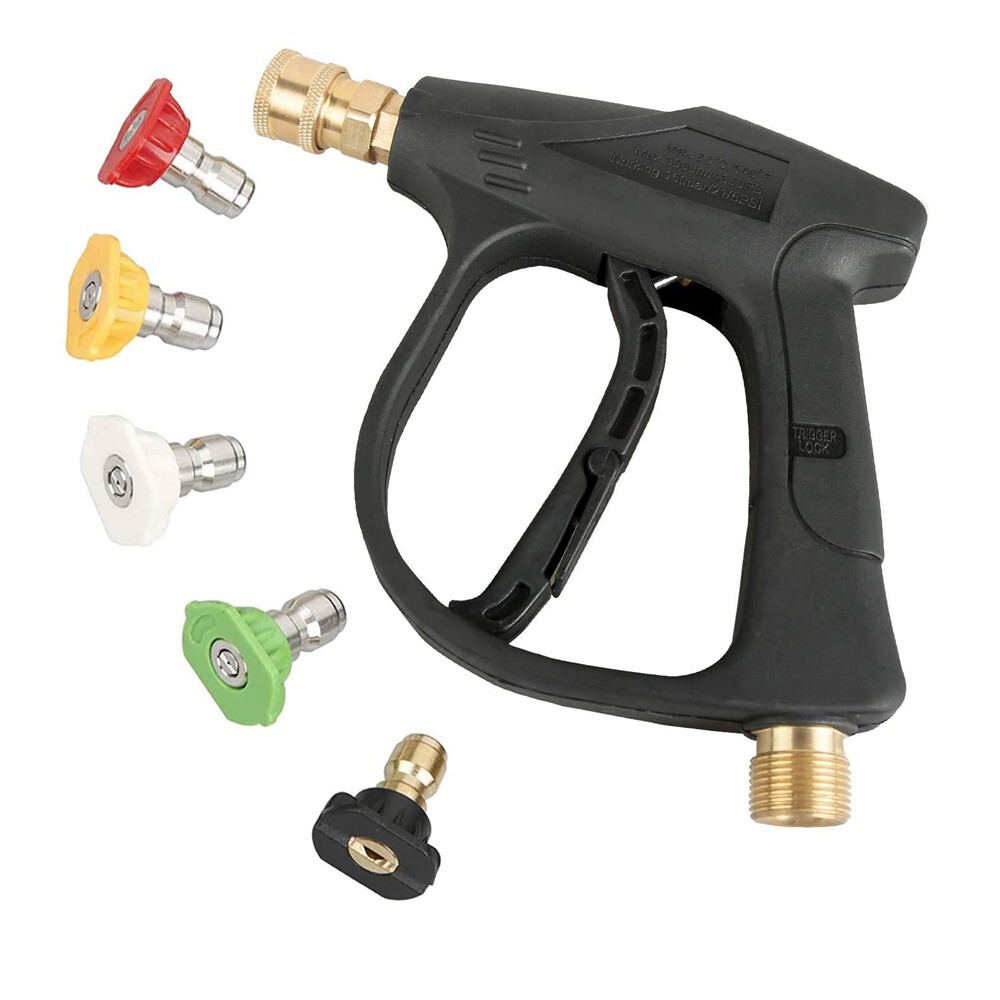 1/4″ High Pressure Washer Gun 4000 PSI Car Wash Foam Spray Short Wand w/ Nozzle