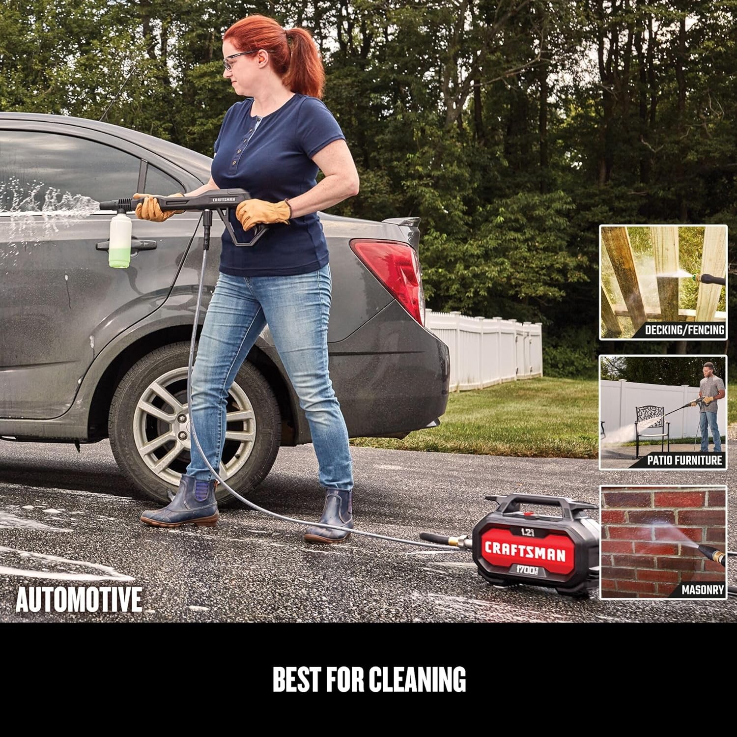 Electric Pressure Washer, Cold Water, Lightweight Corded Power Washer for Cars