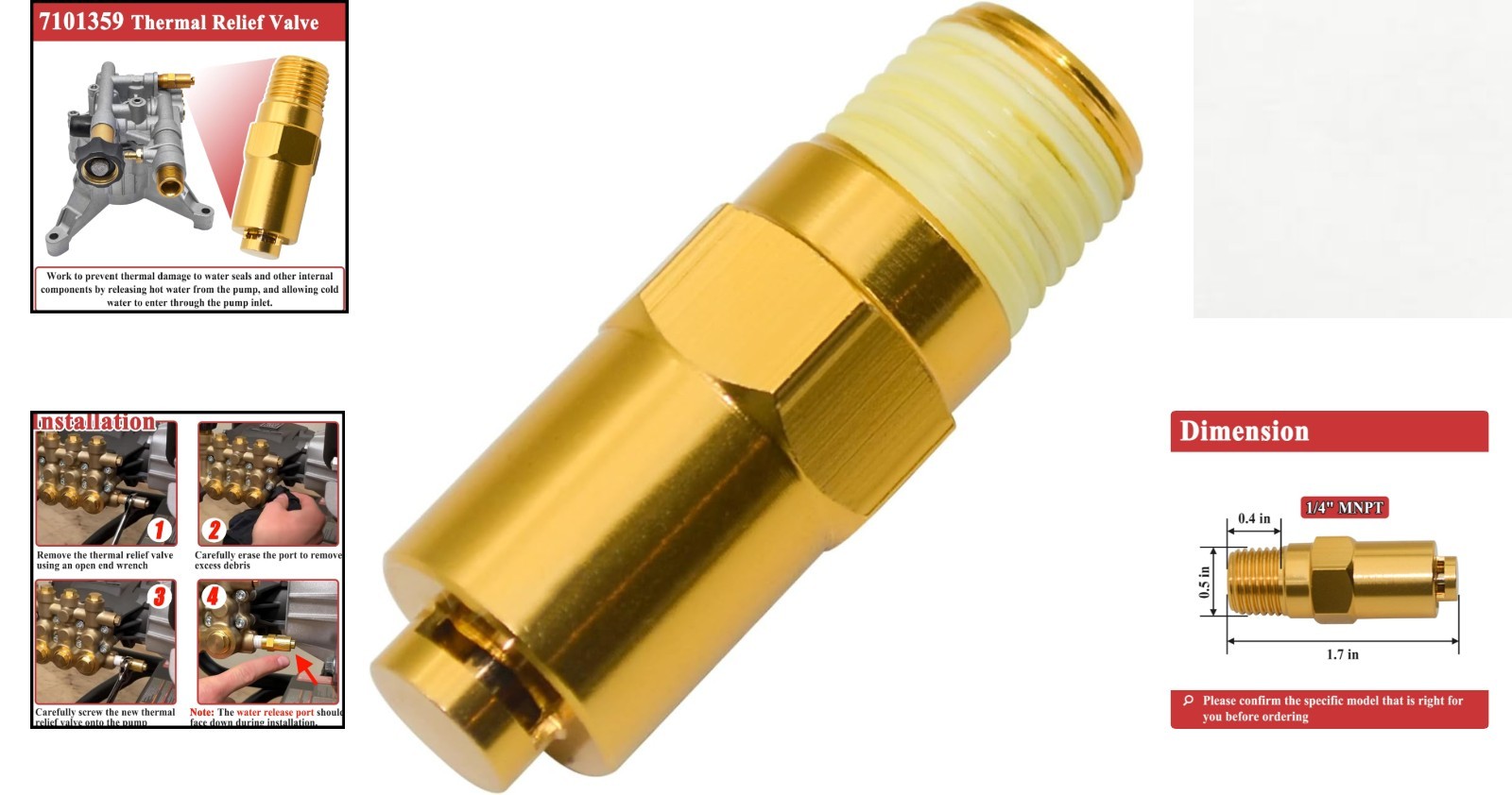 Reliable Thermal Relief Valve 7101359 for Pressure Washers – 1/4″ NPT Connection