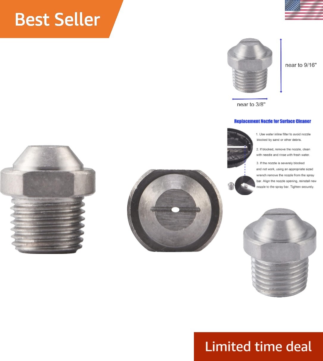 Heavy-Duty 2-Pack Pressure Washer Nozzles – 4000 PSI Stainless Steel Cleaners