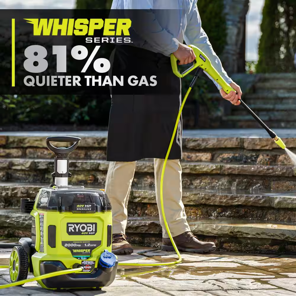 40V HP Brushless Whisper Series 2000 PSI 1.2 GPM Cold Water Electric Pressure Wa