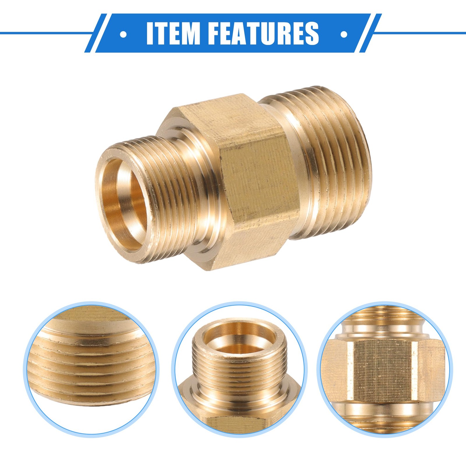 Pressure Washer Connector, M18x1 to M22x1.5 Male Adapter Brass Screw Hose Con…