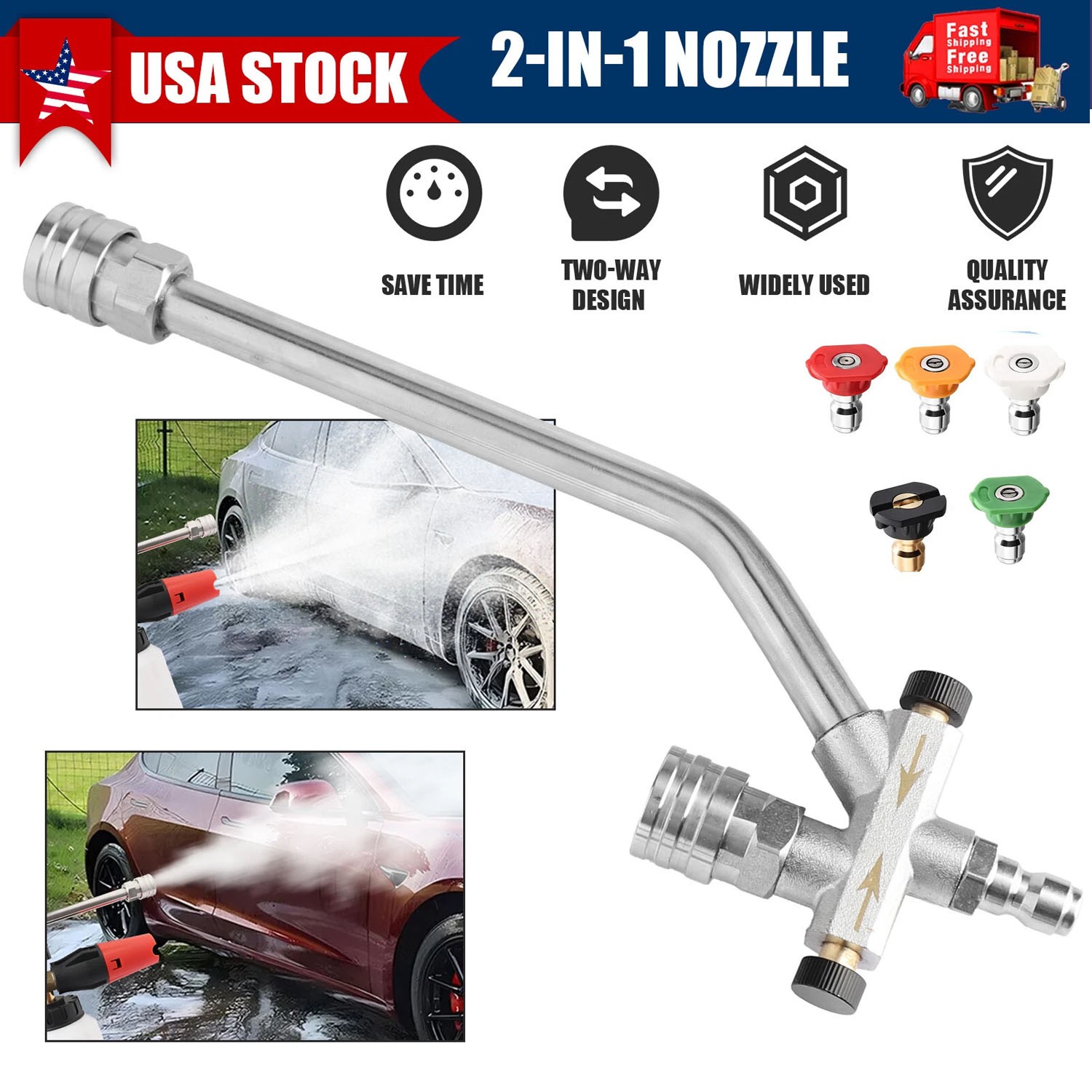 Dual-Connector Foam Cannon & 5 Nozzle Set for Pressure Washers