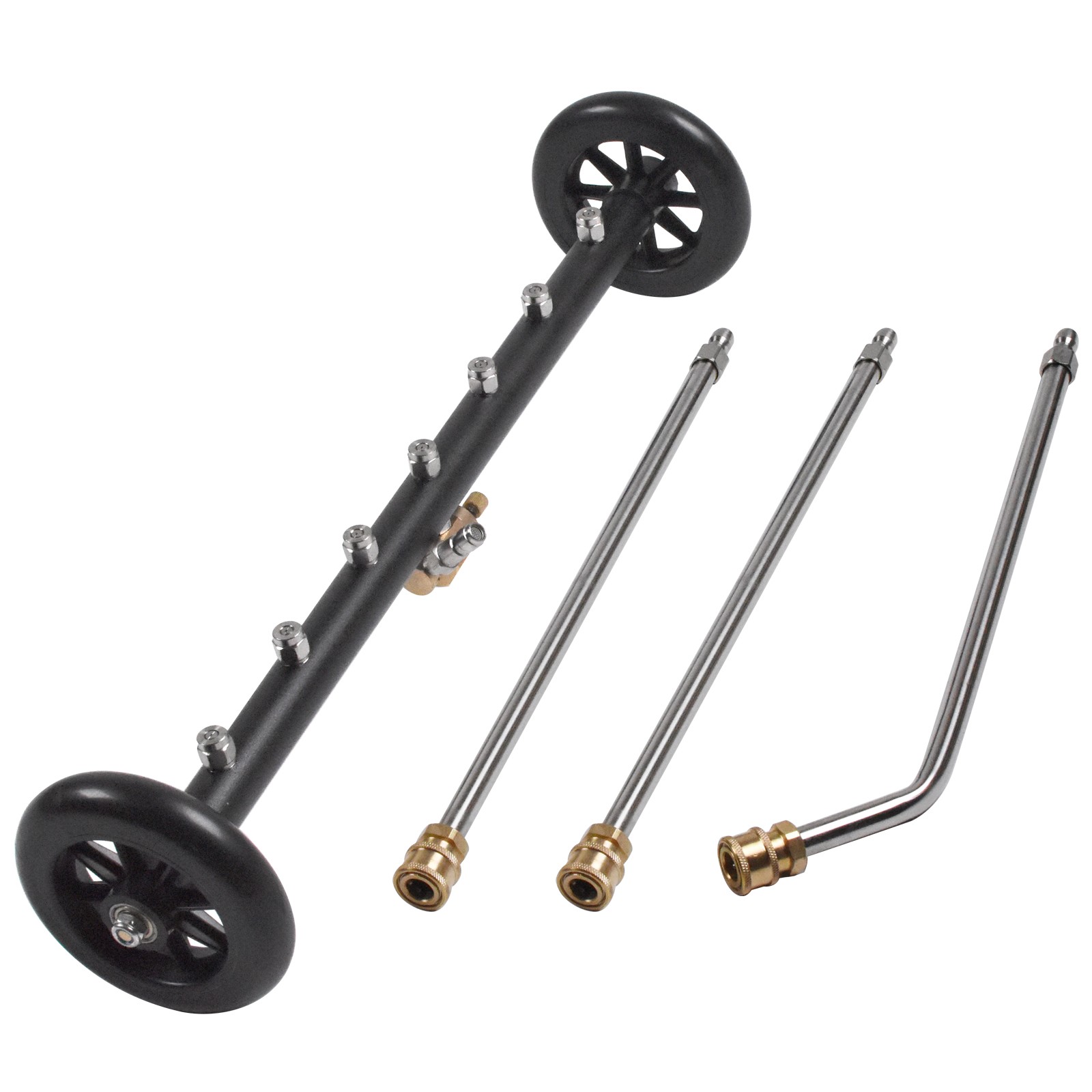 24″ 2 in 1 Pressure Washer Undercarriage Cleaner with 7 Nozzles 3 Extension Rods
