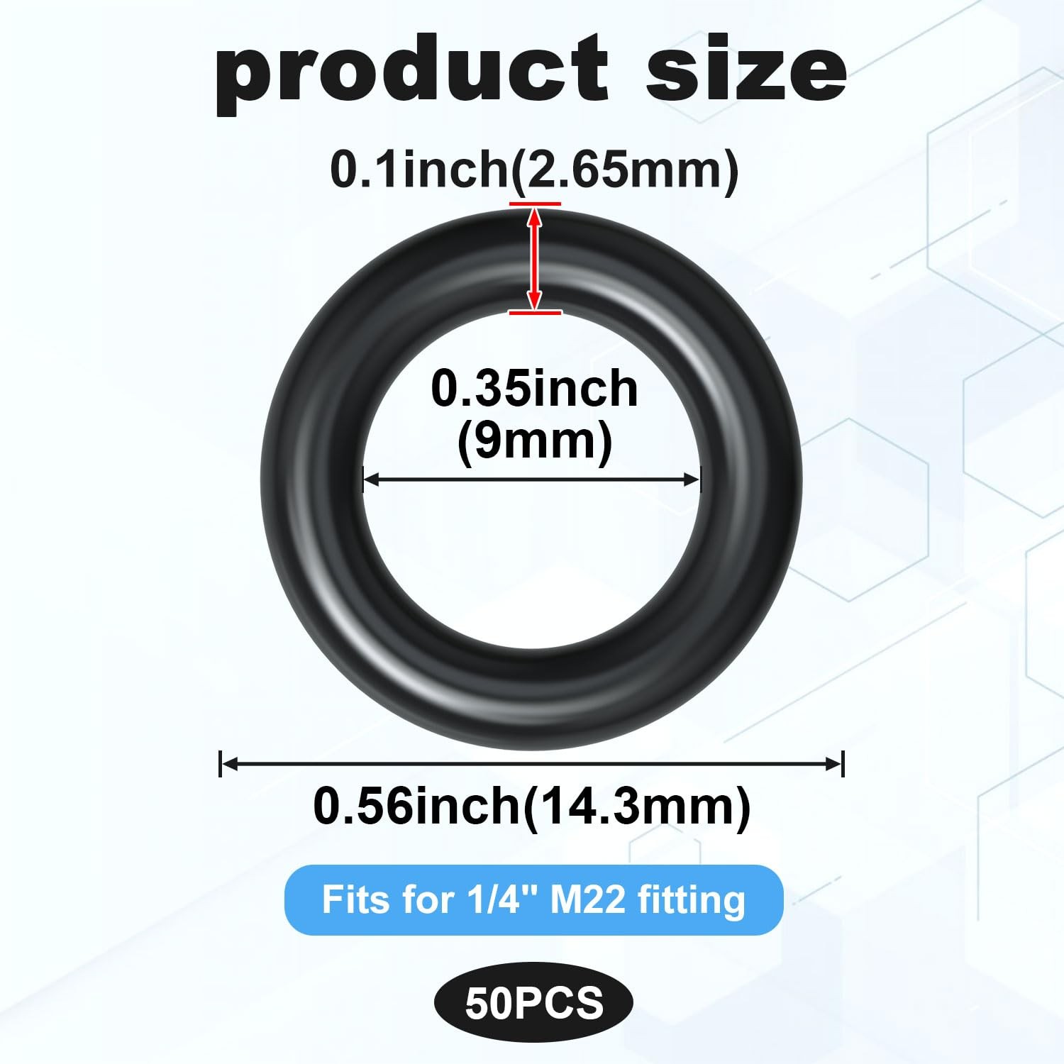 50 Pack Thickened O-Rings Power Pressure Washer for 1/4″, M22 Quick Connect Cou