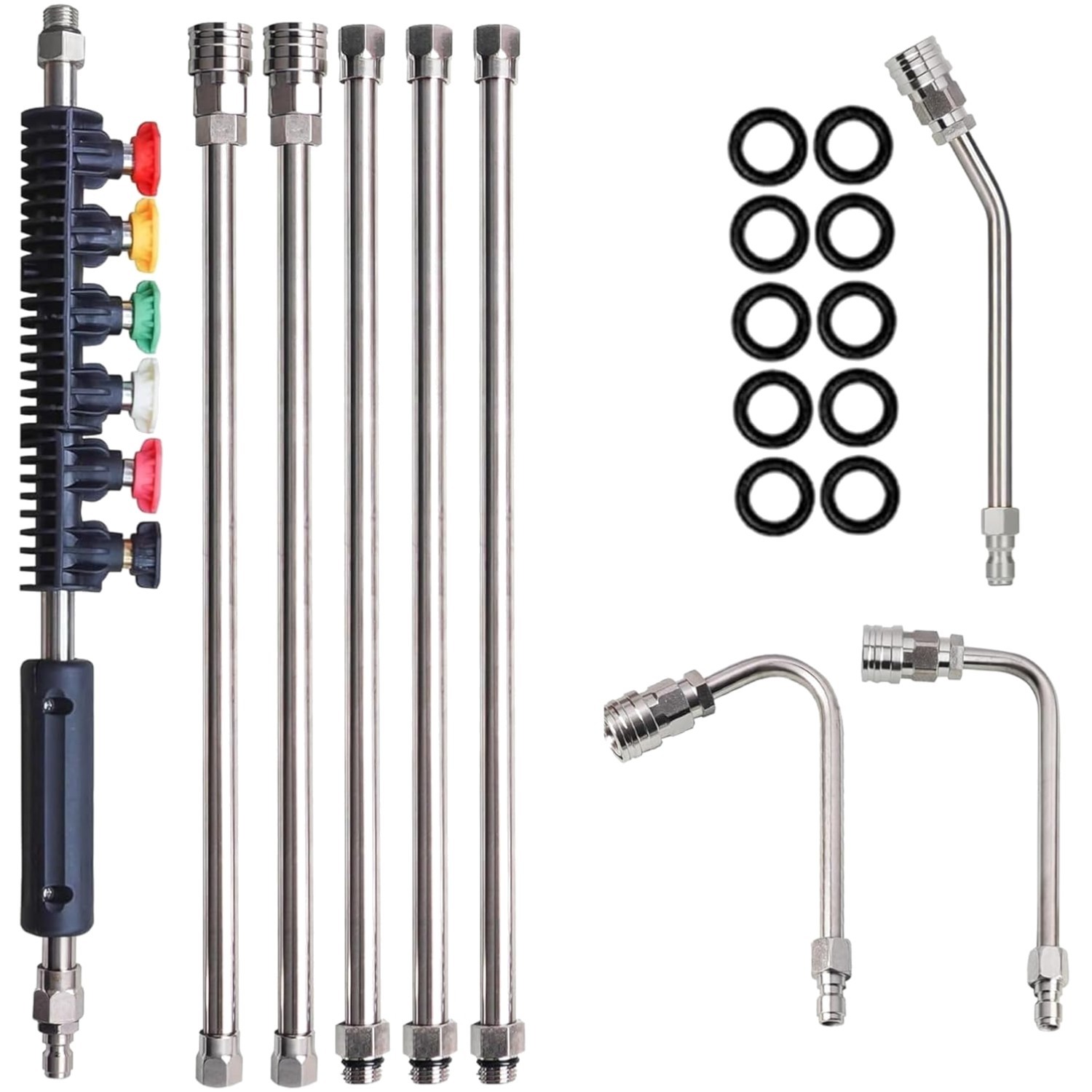 Complete 9 Pack Outdoor Cleaning Kit – Stainless Steel Pressure Washer Wand Set