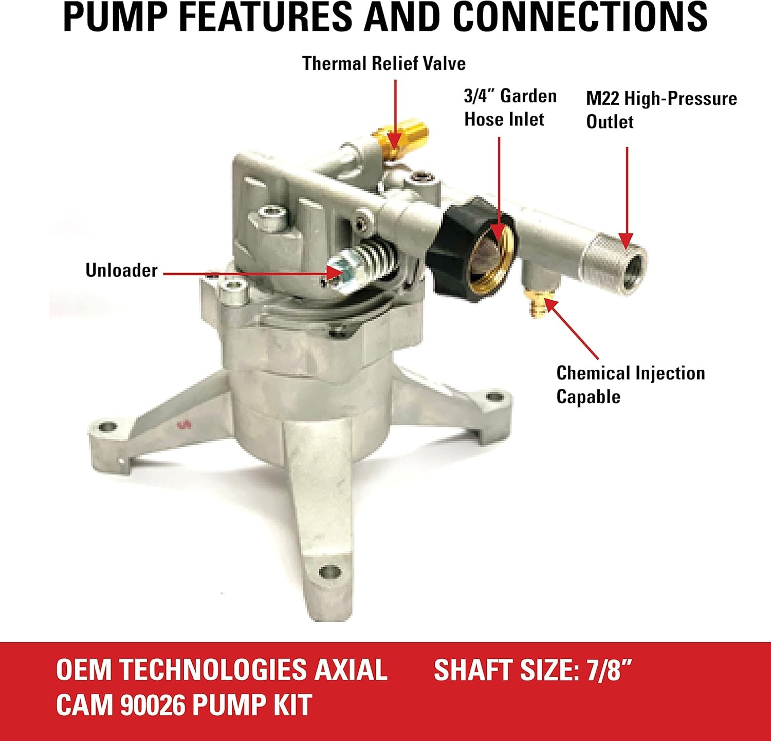 OEM Technologies 90026 Vertical Axial Cam Replacement Pressure Washer Pump Kit,
