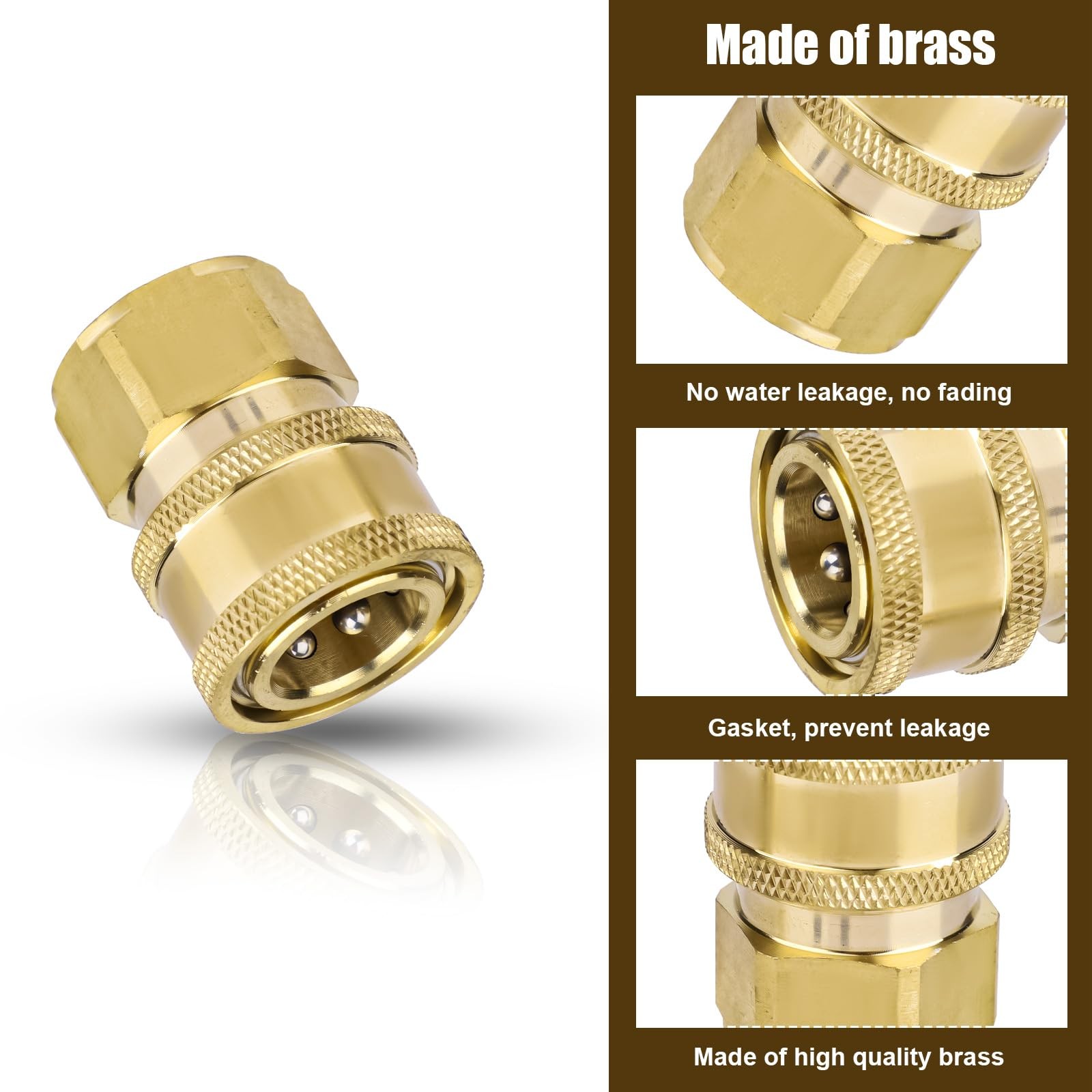 2 PCS M22 14mm To 3/8 Inch Pressure Washer Adapter Set Brass 5000 PSI Kit