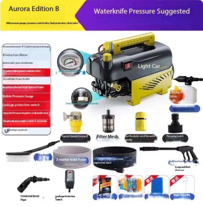High-Pressure Portable 220V Household Cleaner with Water Gun and Pum