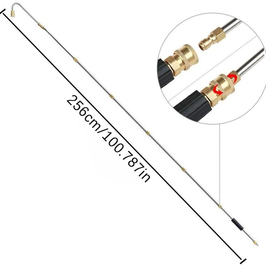 High Pressure Washer Extension Rod 1/4 Inch Connection Nozzles for Roof Gutter C