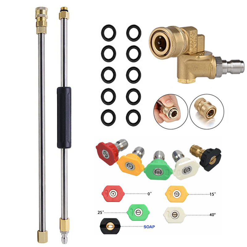 8pcs/Set Pressure Washer Extension Wand Power Washer Lance w/ Spray Nozzle Tips