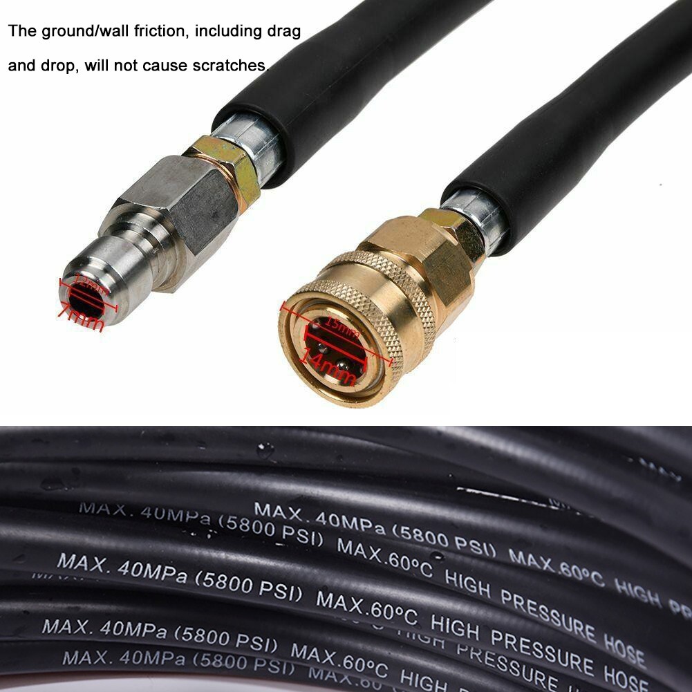 25FT 5800 PSI High Pressure Power Washer Hose 3/8″ Quick Connection Extension