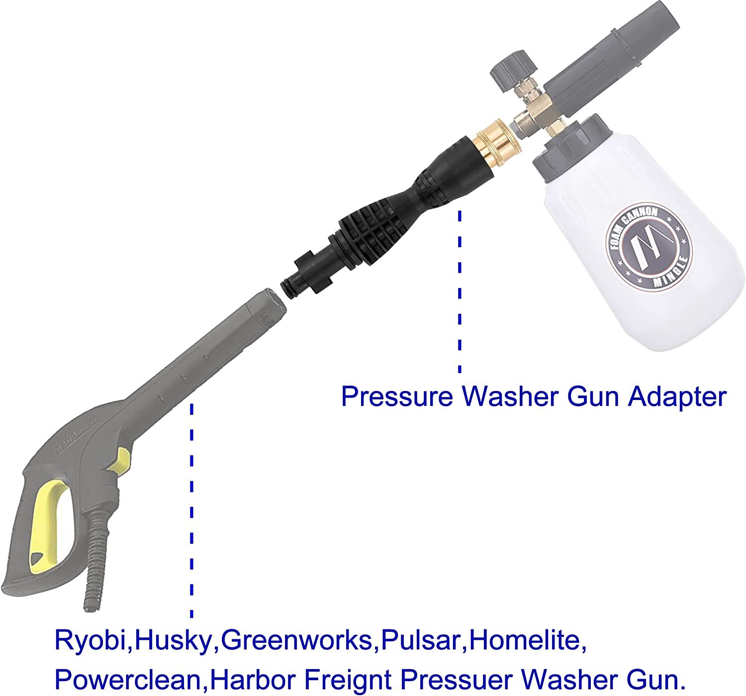 Pressure Washer Gun Adapter Foam Cannon Replacement Parts For Portland Ryobi