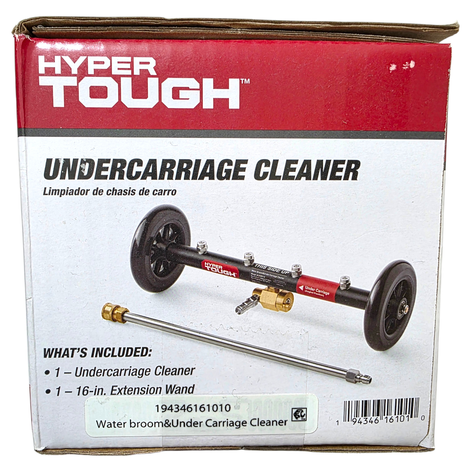 Hyper Tough Water Broom Under Carriage Cleaner 1/4″ Quick Connect 16″ Extension