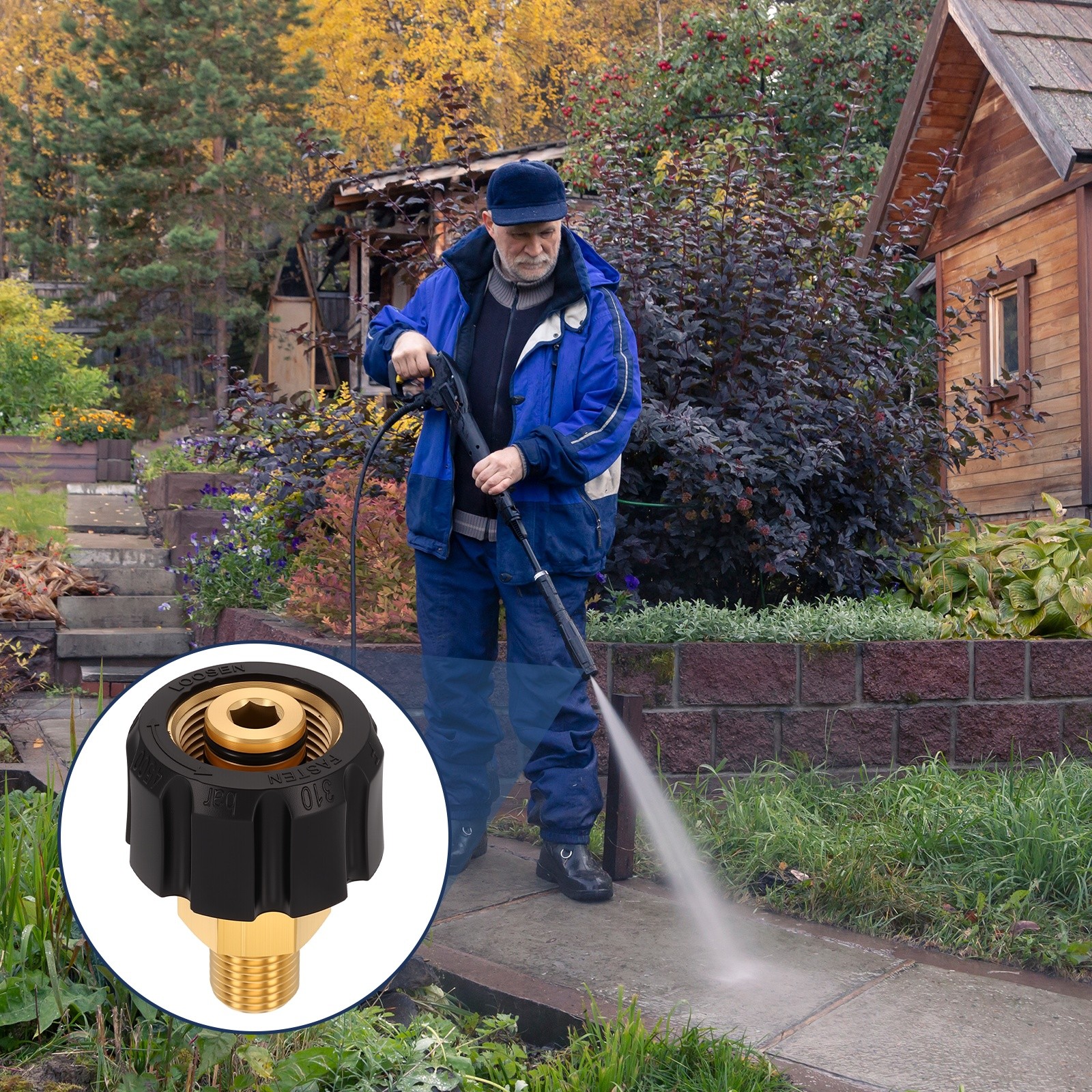 M22 14mm Female to G1/4″ Male 47mm Brass Fittings Pressure Washer Adapter