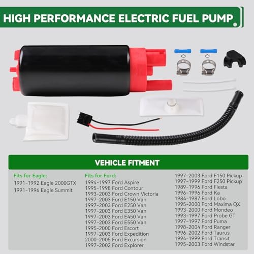 340LPH High Pressure Electric Fuel Pump, 13.5V 43–90 PSI 340LPH for Gasoline