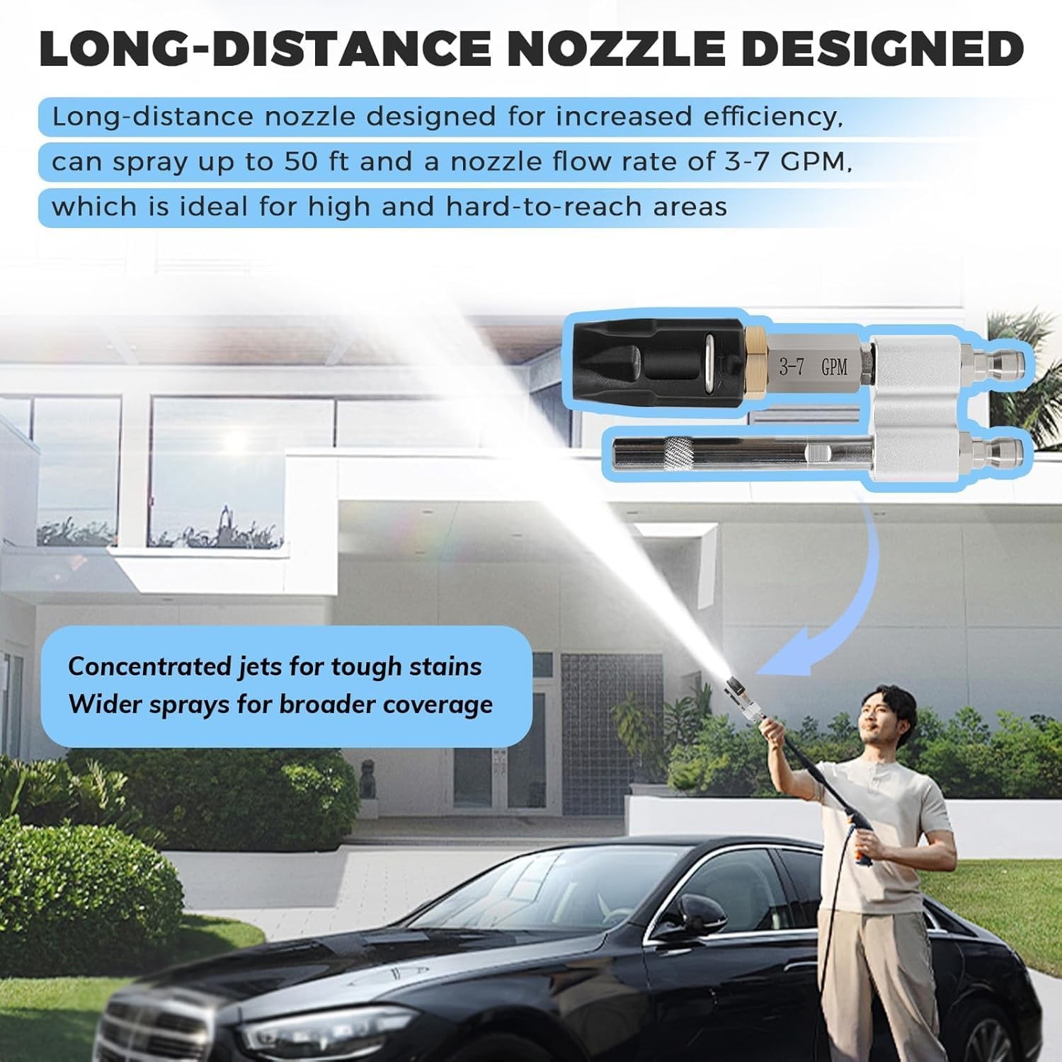 Shooter Tip M5 Twist Nozzle for Pressure Washer, 3-7 GPM, Adjustable Long Range