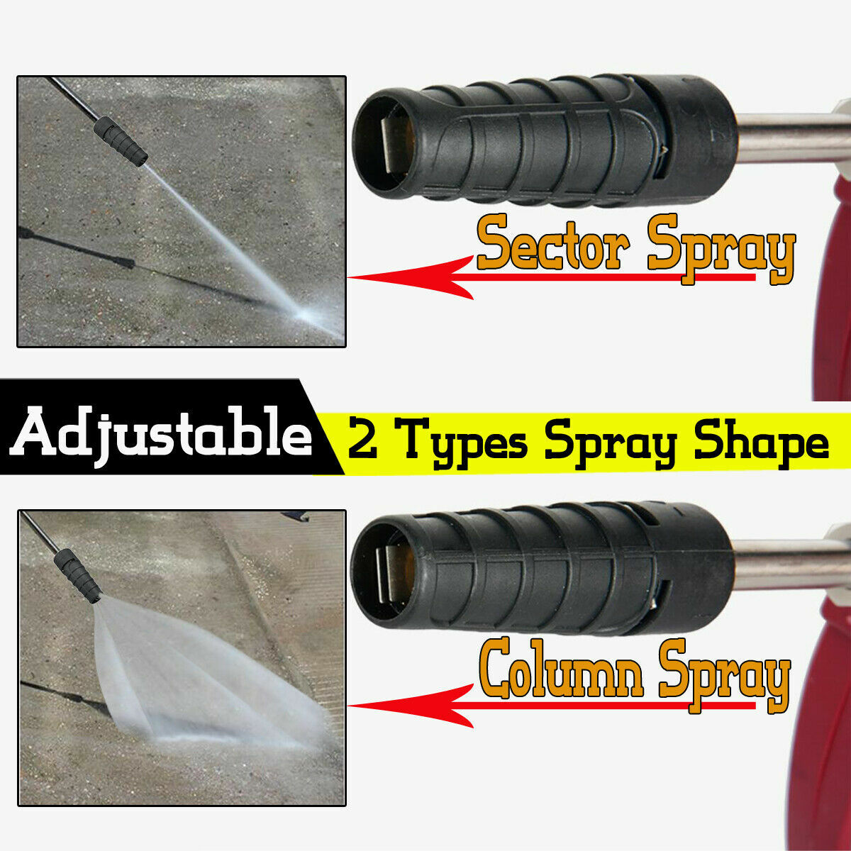 High Pressure Power Washer Water Spray Gun Nozzle 2 Mode G1/4 Thread Adapter