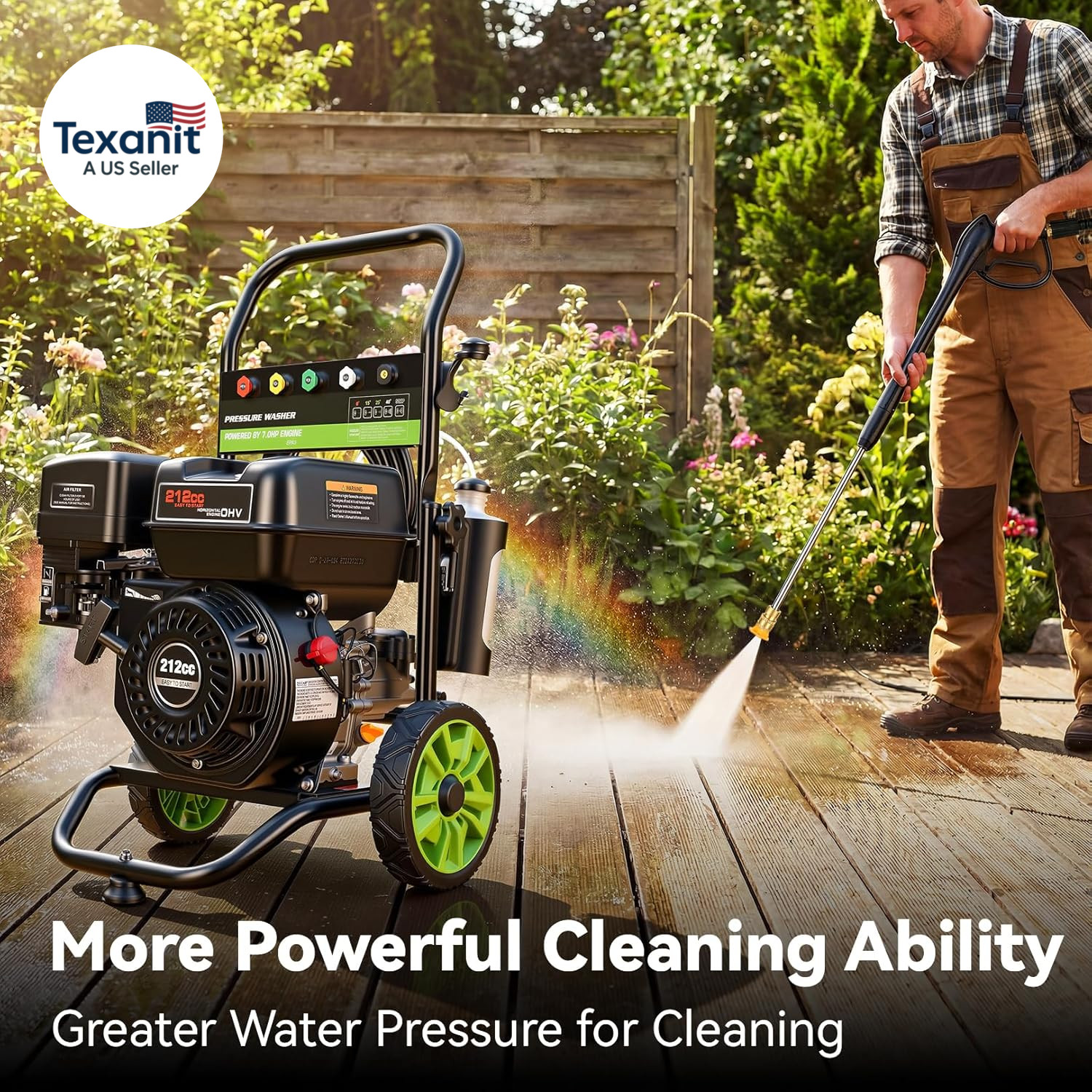 Professional 4200PSI 4GPM 212CC Gas Exterior Cleaner, 7.0HP Commercial Gas Washi