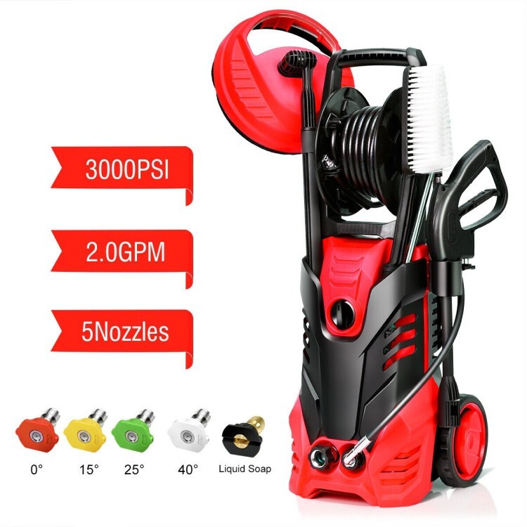 3000PSI Electric High Pressure Power Washer Water w/5Nozzle & pressure Hose Reel