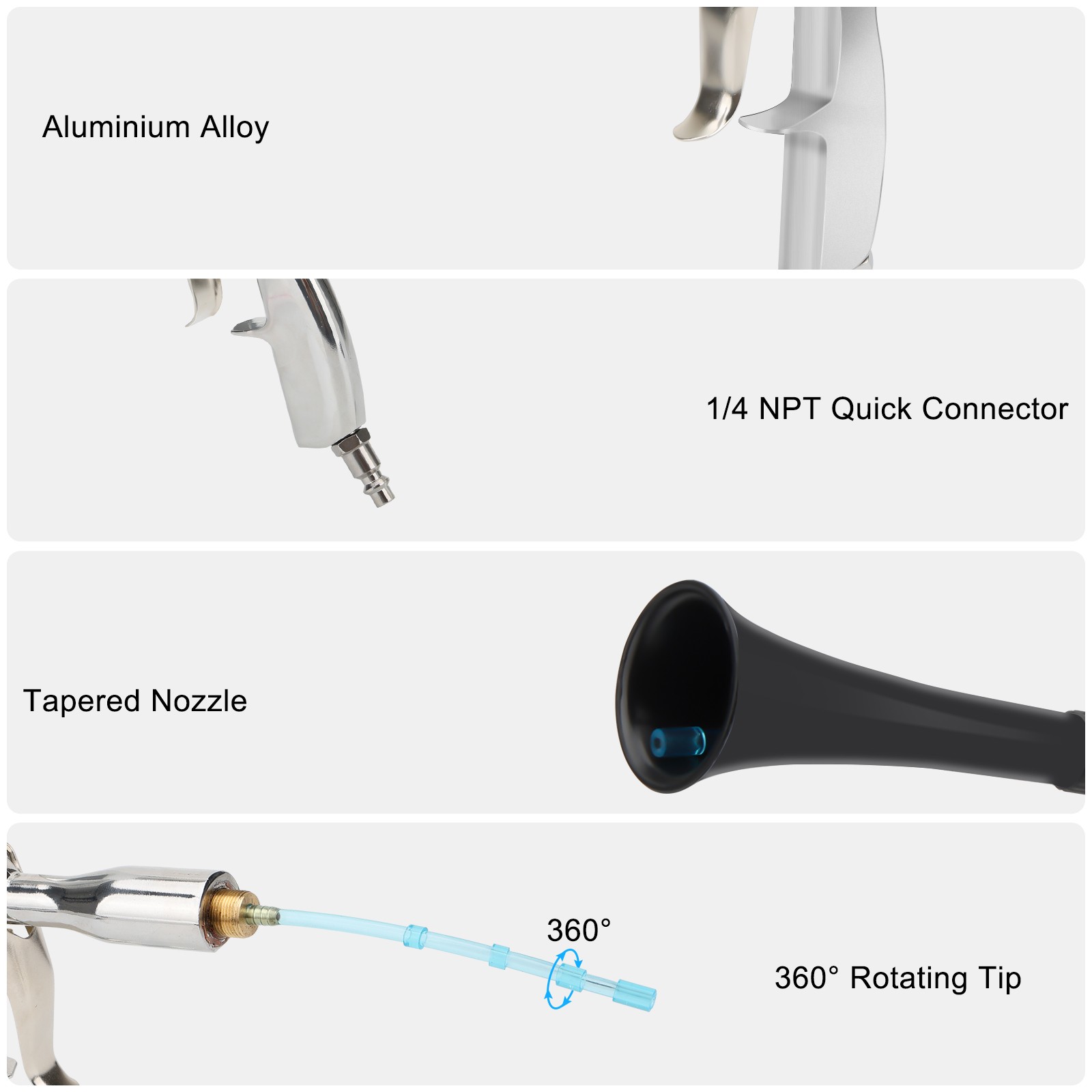 1/4″ Car Air Cleaning Gun High Pressure Blow Dust Detailing Tool w/ Brush Nozzle