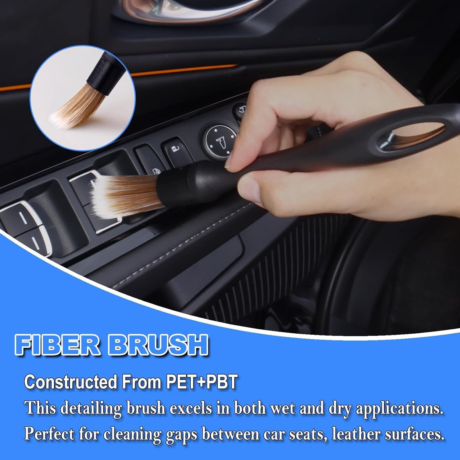 7PCS Car Detailing Brush Set Ultra Soft Boars Hair Car Interior Detailing